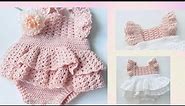 Crochet Baby Romper Dress Full Tutorial Video | No Background Music