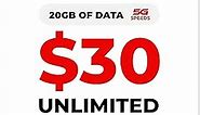 Red Pocket Mobile $30/Month Phone Plan, Free SIM Card for AT&T-Compatible Phone, Unlimited Data, Talk & Text, 20GB High-Speed 5G & 4G Data