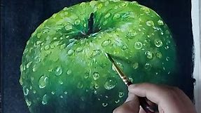 Realistic Apple Painting on Canvas| How To Paint Fruits with Acrylics