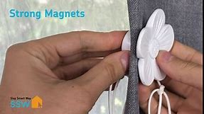 Stay Smart Way Vintage Magnetic Curtain Tiebacks - Resin Flower Magnetic Curtain Ties for Window Drapery, White Tie Backs for Curtains, Decorative Buckle Holder for Home, Bedroom, Office (2 Pack)