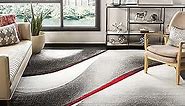 SAFAVIEH Hollywood Collection Area Rug - 6'7" x 9', Grey & Red, Mid-Century Modern Design, Non-Shedding & Easy Care, Ideal for High Traffic Areas in Living Room, Bedroom (HLW712K)