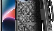 Rome Tech Holster Case with Belt Clip for Apple iPhone 14 Plus 6.7" (2022) - Slim Heavy Duty Shell Holster Combo - Rugged Phone Cover with Kickstand Compatible with iPhone 14 Plus - Black