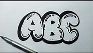 How To Draw Bubble Letters ABC- All Capital Letters