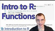 Introduction to R: Functions