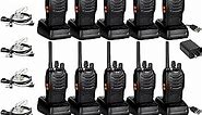 TIDRADIO TD-V2 Walkie Talkies for Adults Long Range, Rechargeable Two Way Radios with Secret Service Earpiece, 16CH Portable Durable Flashlight VOX Walky Talky for Business Family (10 Pack,Black)
