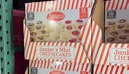 😋 Delicious Mini Junior’s Cheesecakes at Costco! This includes 24 mini cheesecakes in original, chocolate swirl, and strawberry swirl flavors! Perfect for hosting guests or as a treat for yourself! ($19.99) #juniorscheesecake #cheesecake #costco