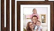 Giftgarden Brown 5x7 Picture Frame Set of 4, 6x8 Matted to 5x7 Photo Rustic Walnut Frames with Mat for Wall or Tabletop