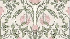 YXTII Peel and Stick Wallpaper Pink Floral Damask Wallpaper Retro Wallpaper Victorian Wallpaper Self Adhesive Wallpaper for Bedroom Decorative Self Adhesive Shelf Drawer Liner