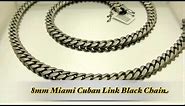 Black GOLD 8mm Miami Cuban Link Box Lock Chain HD Hand Made Custom Daniel Jewelry Inc