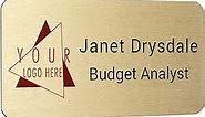 Custom-Aluminum Business Name Tag/ID with Magnet, Pin, or Tape. Offered with A Color Logo (Gold, 3 x 1.5")