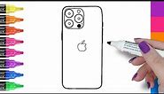How to draw Apple iphone 14 step by step / draw iphone 14 for beginners