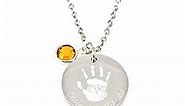 Actual Handprint Necklace Stainless Steel Pendant Necklace Baby Footprint Personalized Gift Memorial Necklace Customized New Mom Gift