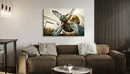 Vintage Airplane Canvas Wall Art Military Aircraft Fighter Jet Prints Poster Bedroom Decor 32x48", Large Retro Aviation Plane Propeller Picture Painting Artwork for Living Room Office Home Decoration