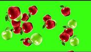apples falling on green screen/ apple fruit footage & animation rain apple