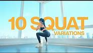 10 Min Squat Workout with 10 Variations - No Repeats No Talking