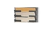 Wallniture Lisbon 15-Tier Wall Mounted File Holder and Desk Organizer, Metal Gray Office Organization and Storage Rack