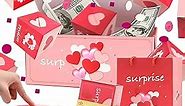Surprise Gift Box Explosion for Money, Unique Folding Bouncing Red Envelope Gift Box with Confetti, Cash Explosion Luxury Gift Box for Mom Birthday Anniversary Valentine Proposal (15 Bounces)