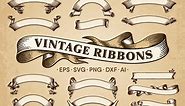 Vintage Ribbons Banners Vector Set, a Background Graphic by Digiselector Design Goods