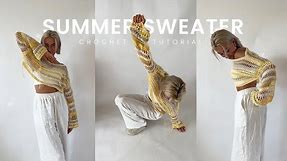YELLOW SUMMER SWEATER crochet tutorial / sleeves / mesh shrug - 4 patterns / mohair