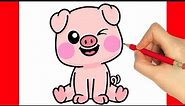 HOW TO DRAW A CUTE PIG EASY STEP BY STEP - KAWAII DRAWINGS