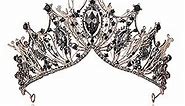 Baroque Black Queen Crowns for Women, Rhinestone Wedding Crowns and Tiaras Crystal Princess Crown Tiaras for Prom Birthday Party Valentines Costume