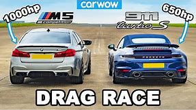 BMW M5 1,000hp vs Porsche 911 Turbo S - DRAG RACE
