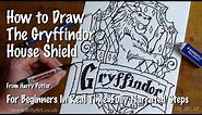 How To Draw the Gryffindor Coat of Arms Hogwarts School House Shield from Harry Potter