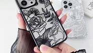 XIZYO for Samsung Galaxy S24 Case, Cute Phone Case Floral Rose Aesthetic Flower Clear Case for Women Girls Slim Pattern Anti-Yellow Shockproof Protective TPU Bumper Case, Black
