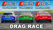 Fastest Audi RS3 v RS5 v RS7: DRAG RACE