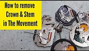 how to remove crown stem in the movement | Watch Repair Channel