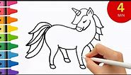 How to Draw Cartoon Horse | Drawing Tutorial step by step | Learn Colours
