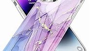 Ponnky for iPhone 14 Pro Max Marble Case [Hard PC+Soft TPU] [Heavy Duty] [Shockproof Protective] [Anti-Fall & Anti-Scratch] Phone Cases for 6.7 inch, Purple Marble