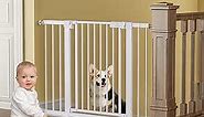 BabyBond 27-43" Easy Install Baby Gate for Stairs, Extra Wide Baby Gates for Doorway, Auto Close Safety Dog Gate, with Extenders and Pressure/Hardware Mounting Kit, White