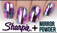 Sharpie + Mirror Powder! Chrome Watercolor Nail Art