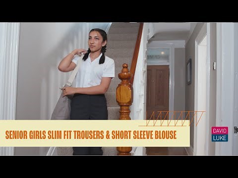 David Luke - Senior Girls’ Slim Fit School Trousers & Girls Short Sleeve Revere Collar Blouse