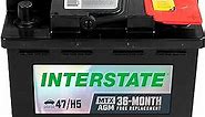 Interstate Batteries Automotive Battery 12V 60Ah (Group Size H5, 47) 650CCA SLI AGM Automobile Replacement Battery for Cars, SUVs, Sedans, Trucks (MTX-47/H5)