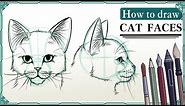 How to draw CAT FACES - Step by Step Art Tutorial