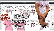 DIY:How to Design and Make Your Own Birthday Disney Minnie Mouse T-shirts! HTV Vinyl. Free SVGs