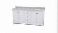 Avery 72 Inch Double Bathroom Vanity in White, White Cultured Marble Countertop, Undermount Square Sinks, No Mirror