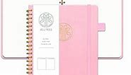 ALLTREE Blank Paper Spiral Notebook Journal Blank Large Spiral Notebook Hardcover Spiral Notebook with Date & Month Recording Unlined Paper Sketchbook Pen Loop Pocket 160 Pages Pink(6"x8.25")