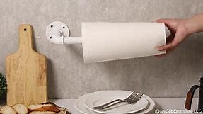 MyGift Industrial Pipe Paper Towel Holder - White Metal Wall Mounted