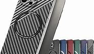 2022 New Carbon Fiber Texture Frameless Magnetic Charging Phone Case for iPhone 14/13/12/11 Pro Max, Carbon Fiber Texture Magnetic Wireless Charging iPhone Case (Silver Black,11ProMax)