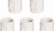 5pcs 1.5 Inch White PVC Female Adapter Pipe Fittings (Slip to Female Thread) Coupling with Female Hose Thread Schedule 40 (1 1/2") 5 of pack
