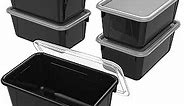 Storex Small Cubby Bins – Plastic Storage Containers for Classroom with Non-Snap Lid, 12.2 x 7.8 x 5.1 inches, Black, 5-Pack (62463U05C)