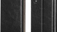 Belemay Samsung Galaxy Note 10 Wallet Case, Genuine Cowhide Leather Case, Flip Cover Folio Book Style, Card Holder Slots, Cash Pockets, Kickstand Compatible Samsung Galaxy Note 10, Black