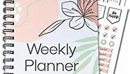 Inspirational Planner - Weekly Planner Undated with Motivational Quotes - Hardcover Spiral A5 Undated Planner with Stickers and Habit Tracker