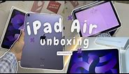 iPad Air 5th Gen 2022 [purple 64 gb] unboxing 📦 + Apple Pencil + Accessories | ASMR | Aesthetic ✨