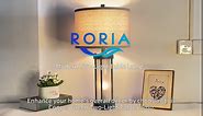 RORIA Set of 2 Rustic Table Lamps for Living Room with 2 USB Ports, Farmhouse Vintage Nightstand Lamp with White Glass Nightlight, Retro Desk Lamps for Bedroom End Table (Retro Green)