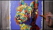 Colorful Dog Portrait / Acrylic / Pop Art / Yorkshire Terrier Painting