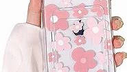 NITITOP Compatible for iPhone 11 Case Clear with Card Holder, Cute Floral Flower Phone Cover for Women Girl, Protective Soft TPU Shock-Absorbing Wallet Case for iPhone 11-Pink Floral
